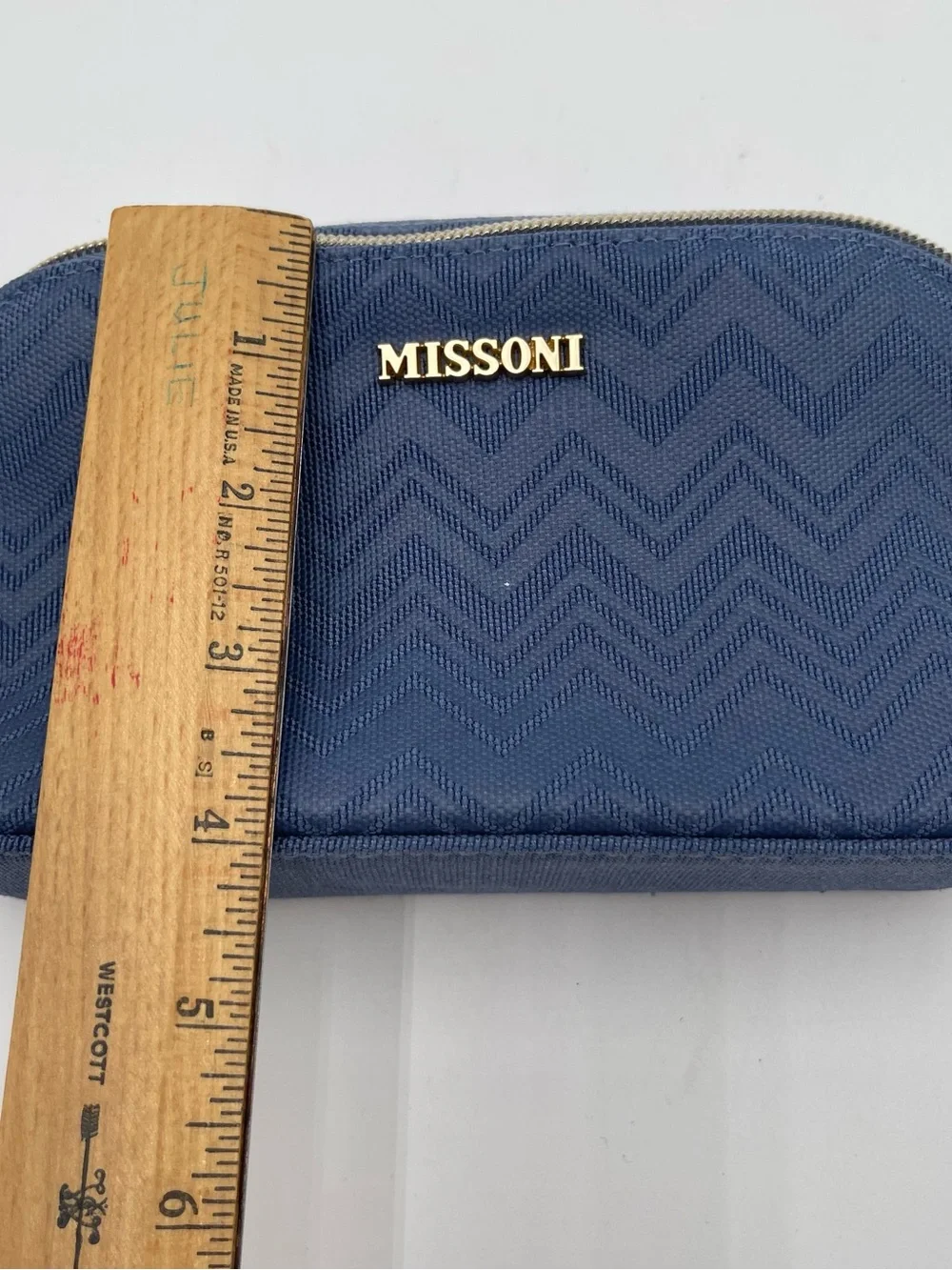 Missoni Small Travel Cosmetic Pouch Delta One Collection Toiletry Bag Blue Gold